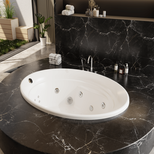 AMBENS WHIRLPOOL BATHTUB
SIZE: 1524*1050 MM
A MODERN WHIRLPOOL SYSTEM DESIGNED FOR A RELAXING AND THERAPEUTIC EXPERIENCE, FEATURING WHIRLPOOL MASSAGE JETS, WHIRLPOOL MOTOR, AIR INVISIBLE BUBBLE SPA, AIR BLOWER, P TRAP, HEADREST, CONTROL SYSTEM, FOOT JETS, CLICK CLACK, CHROMOTHERAPY LIGHTS, BACK JETS, AND AIR & HYDRO THERAPY.