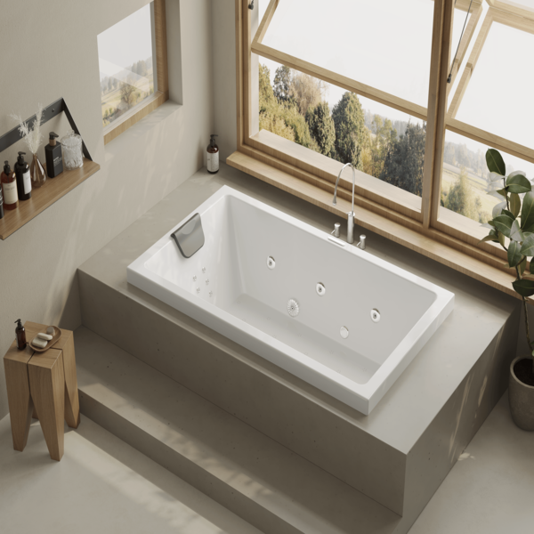 LAGO WHIRLPOOL BATHTUB
SIZE: 1900*1000*480 MM
A MODERN WHIRLPOOL SYSTEM DESIGNED FOR A RELAXING AND THERAPEUTIC EXPERIENCE, FEATURING WHIRLPOOL MASSAGE JETS, WHIRLPOOL MOTOR, AIR INVISIBLE BUBBLE SPA, AIR BLOWER, P TRAP, HEADREST, CONTROL SYSTEM, FOOT JETS, CLICK CLACK, CHROMOTHERAPY LIGHTS, BACK JETS, AND AIR & HYDRO THERAPY.